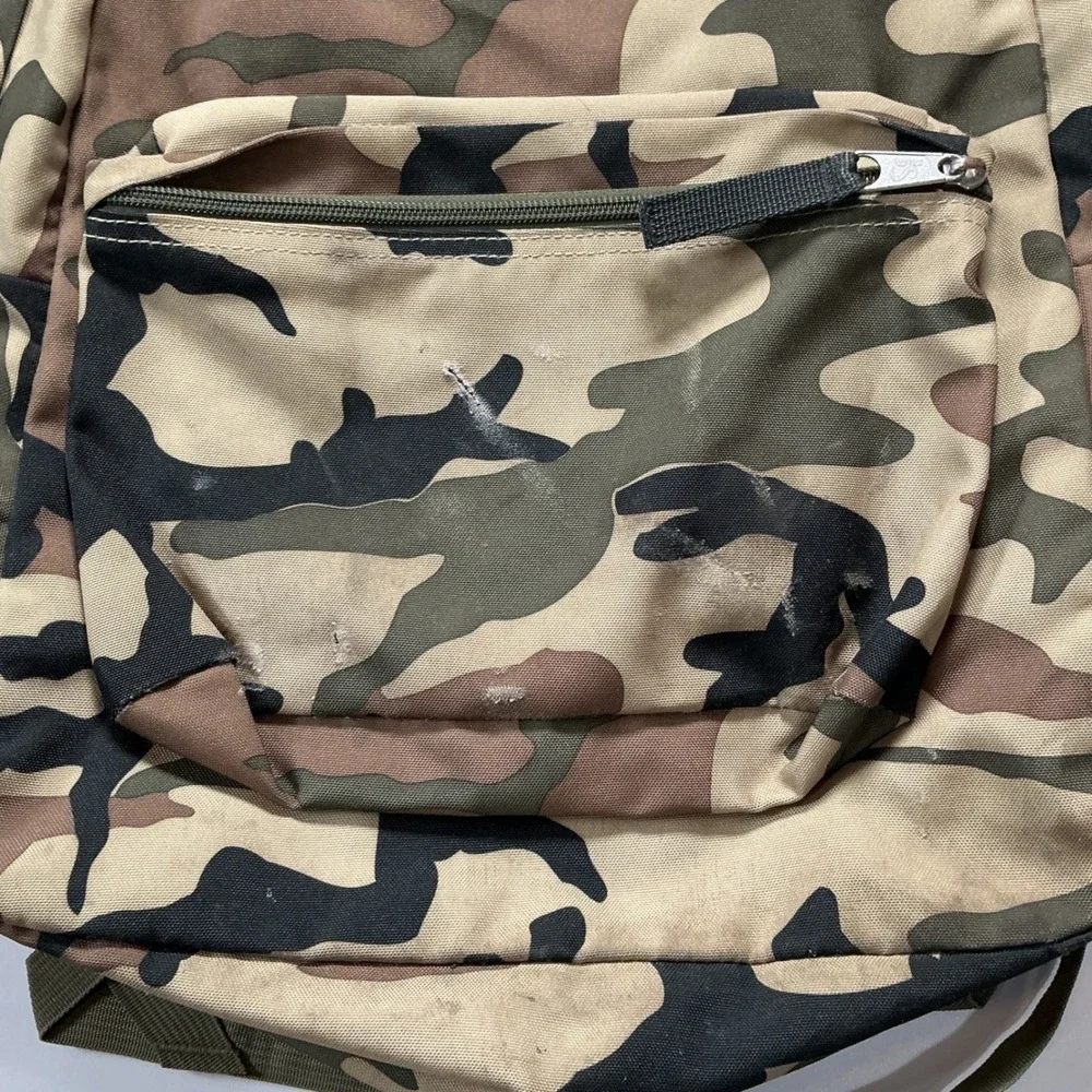JanSport Backpack Unisex OS Woodland Camo Canvas Streetwear Gorpcore Utility Bag